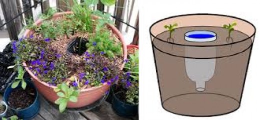 You can use plastic bottles as watering devices. There are plastic and terracotta spouts for bottles of various sizes